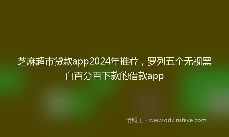 芝麻超市贷款app2024年推荐，罗列五个无视黑白百分百下款的借款app