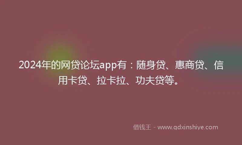 2024年的网贷论坛app有：随身贷、惠商贷、信用卡贷、拉卡拉、功夫贷等。