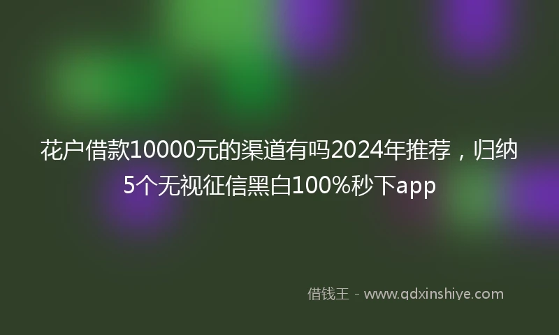 花户借款10000元的渠道有吗2024年推荐，归纳5个无视征信黑白100%秒下app