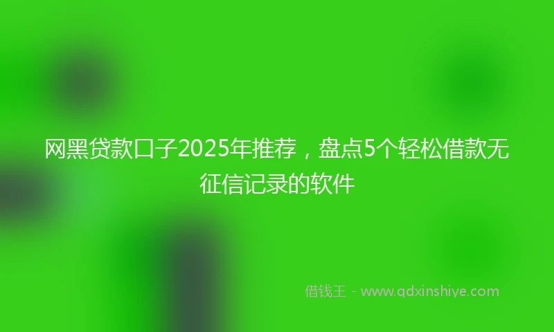 网黑贷款口子2025年推荐，盘点5个轻松借款无征信记录的软件