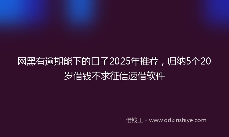 网黑有逾期能下的口子2025年推荐，归纳5个20岁借钱不求征信速借软件