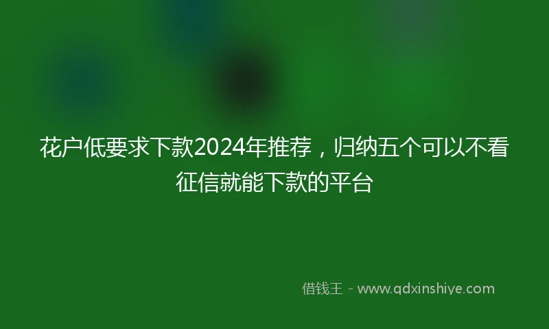 花户低要求下款2024年推荐，归纳五个可以不看征信就能下款的平台