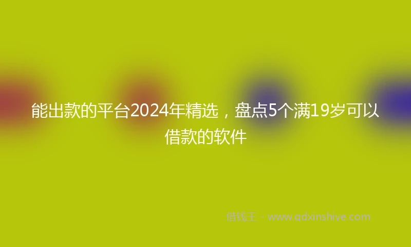 能出款的平台2024年精选，盘点5个满19岁可以借款的软件