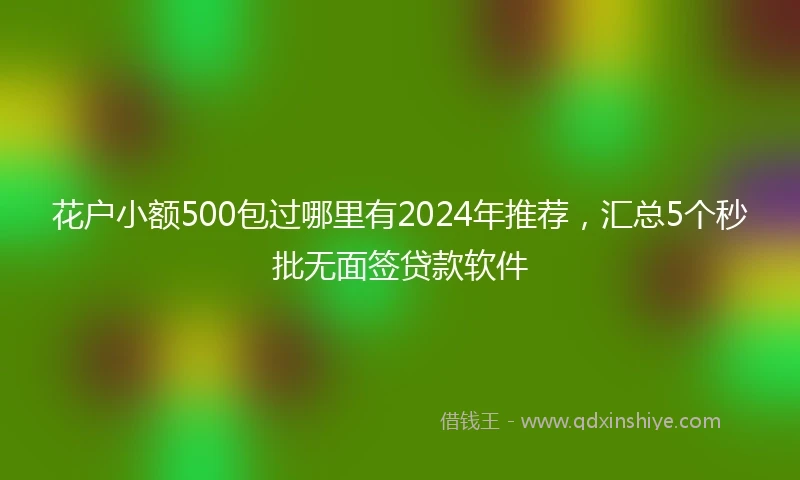 花户小额500包过哪里有2024年推荐,汇总5个秒批无面签贷款软件