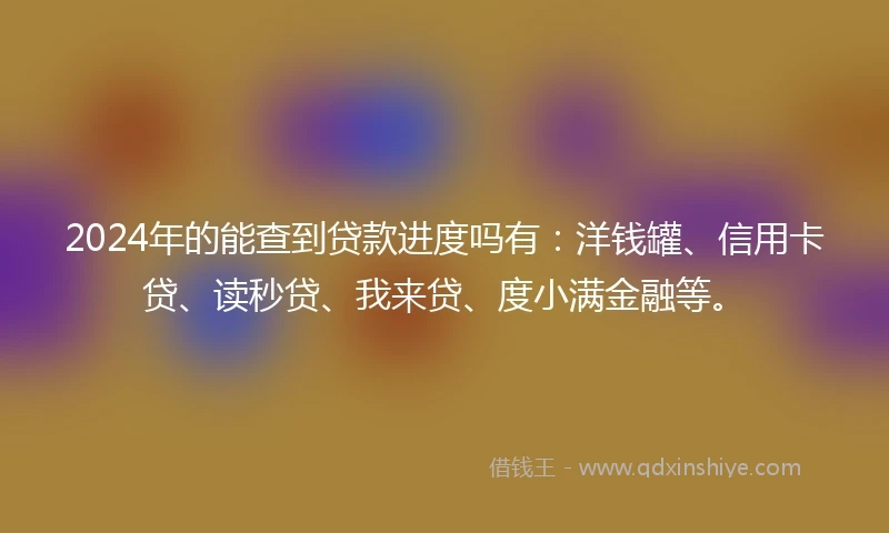 2024年的能查到贷款进度吗有：洋钱罐、信用卡贷、读秒贷、我来贷、度小满金融等。