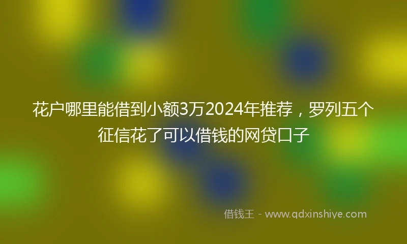 花户哪里能借到小额3万2024年推荐，罗列五个征信花了可以借钱的网贷口子