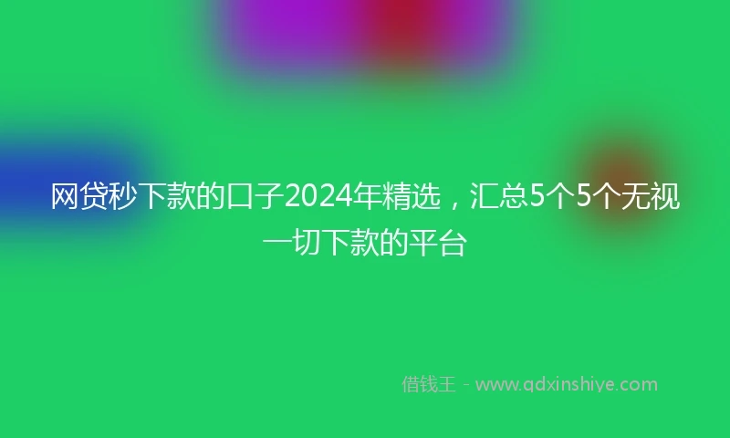 网贷秒下款的口子2024年精选，汇总5个5个无视一切下款的平台