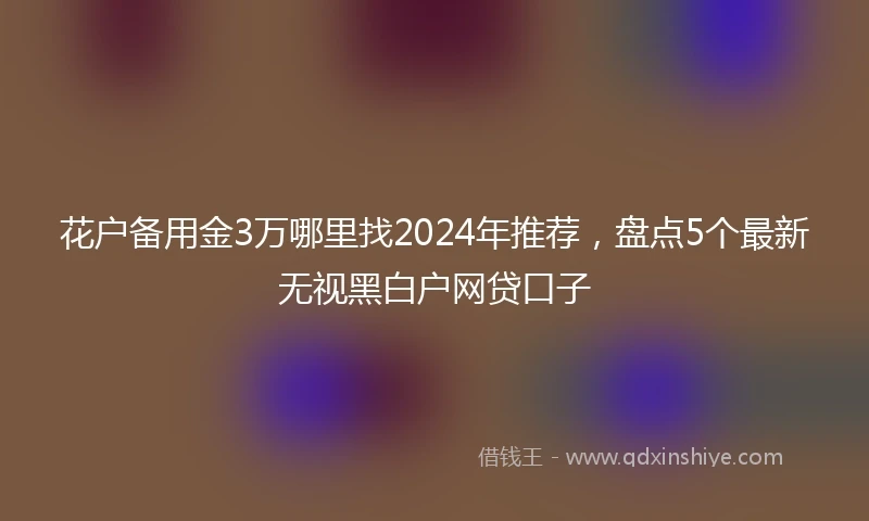 花户备用金3万哪里找2024年推荐，盘点5个最新无视黑白户网贷口子