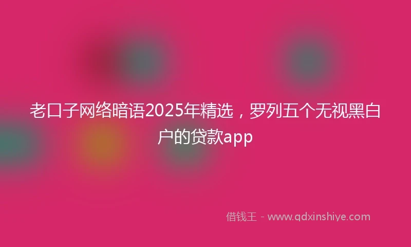 老口子网络暗语2025年精选，罗列五个无视黑白户的贷款app