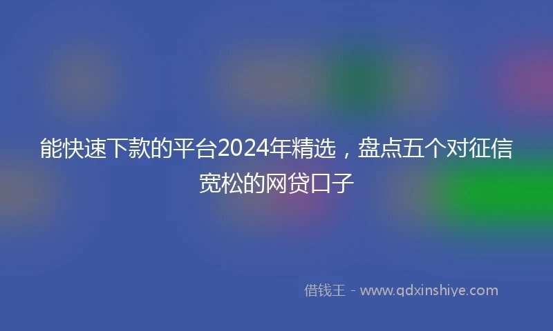 能快速下款的平台2024年精选，盘点五个对征信宽松的网贷口子