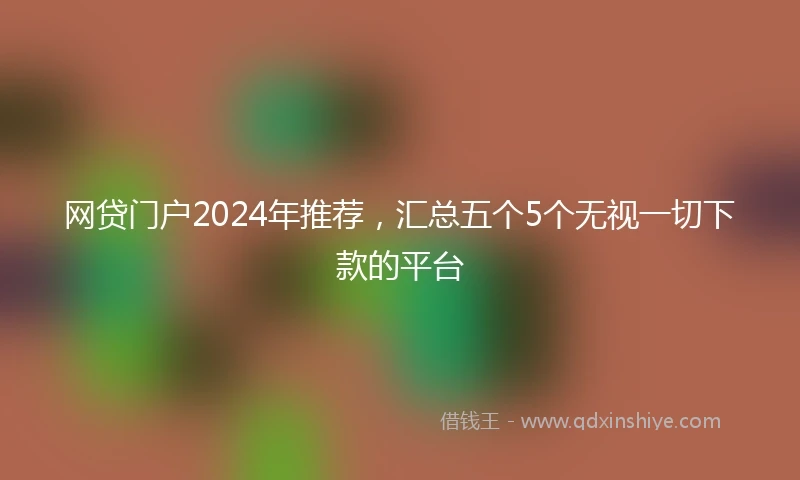 网贷门户2024年推荐，汇总五个5个无视一切下款的平台