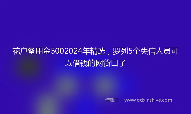 花户备用金5002024年精选，罗列5个失信人员可以借钱的网贷口子