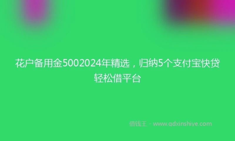 花户备用金5002024年精选，归纳5个支付宝快贷轻松借平台