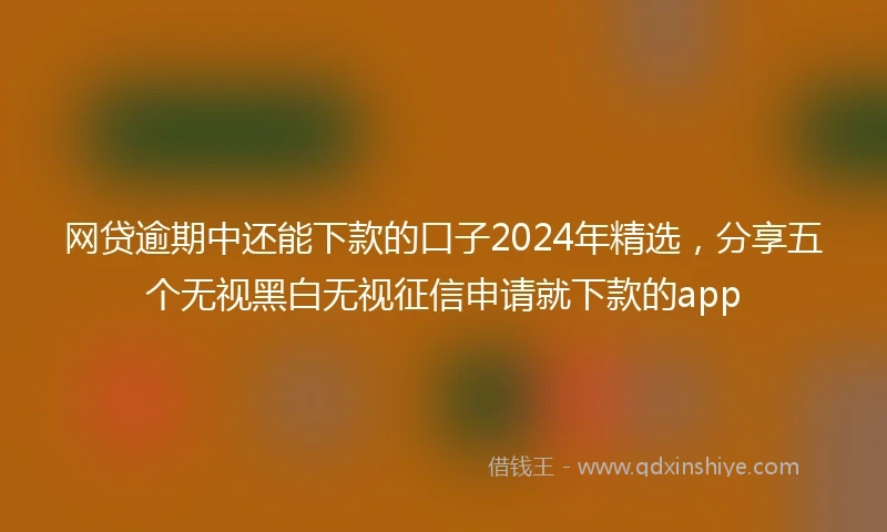 网贷逾期中还能下款的口子2024年精选，分享五个无视黑白无视征信申请就下款的app