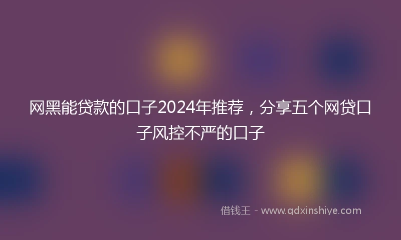 网黑能贷款的口子2024年推荐，分享五个网贷口子风控不严的口子