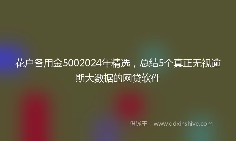花户备用金5002024年精选，总结5个真正无视逾期大数据的网贷软件