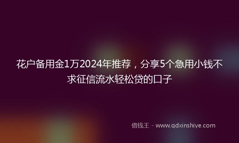 花户备用金1万2024年推荐，分享5个急用小钱不求征信流水轻松贷的口子