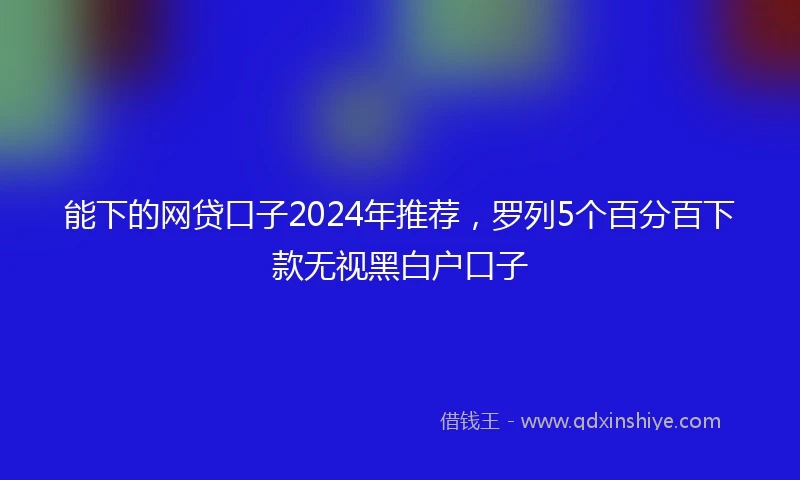能下的网贷口子2024年推荐，罗列5个百分百下款无视黑白户口子