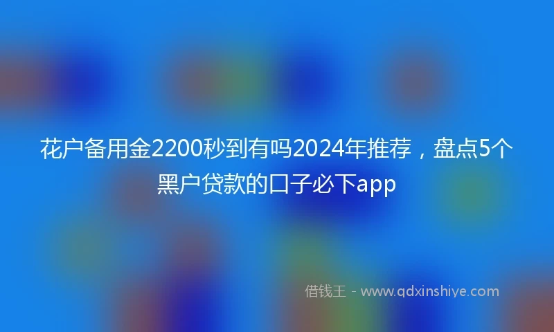 花户备用金2200秒到有吗2024年推荐，盘点5个黑户贷款的口子必下app