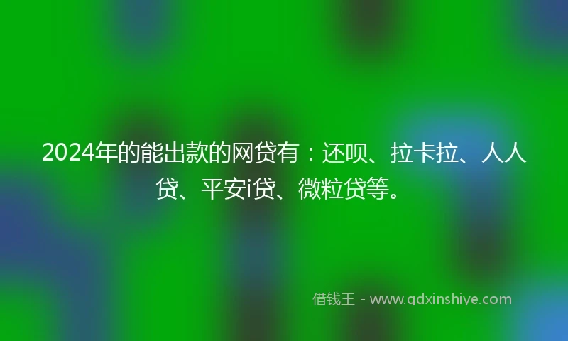 2024年的能出款的网贷有：还呗、拉卡拉、人人贷、平安i贷、微粒贷等。