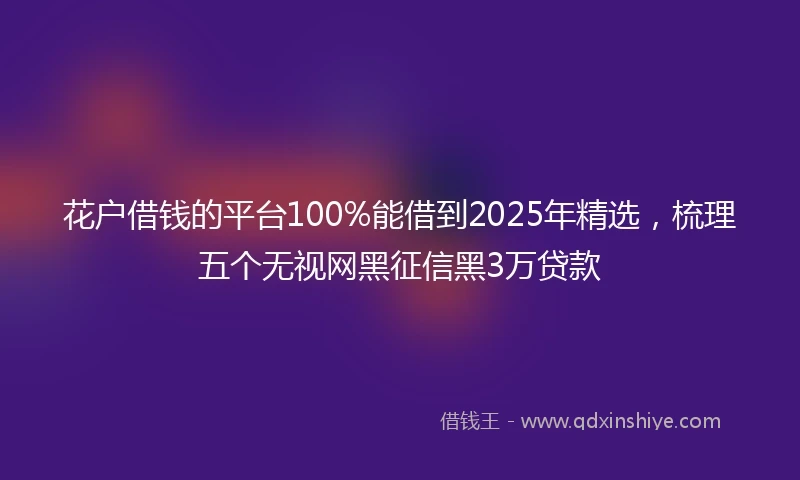 花户借钱的平台100%能借到2025年精选，梳理五个无视网黑征信黑3万贷款