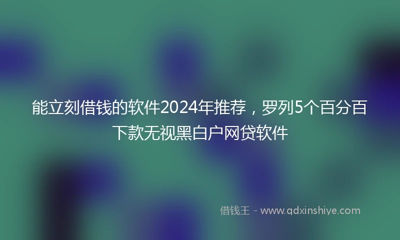 能立刻借钱的软件2024年推荐，罗列5个百分百下款无视黑白户网贷软件