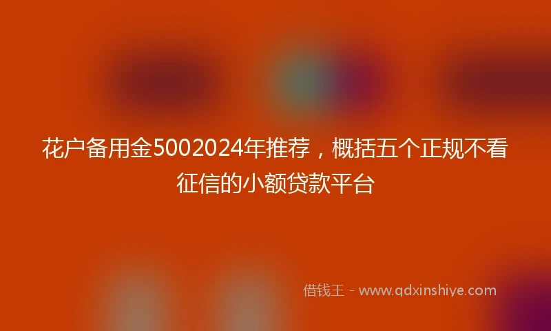 花户备用金5002024年推荐,概括五个正规不看征信的小额贷款平台