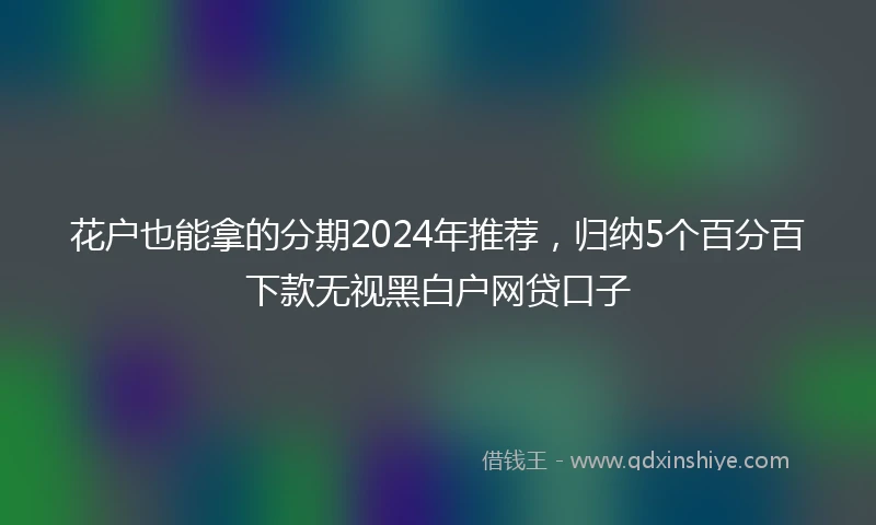 花户也能拿的分期2024年推荐,归纳5个百分百下款无视黑白户网贷口子