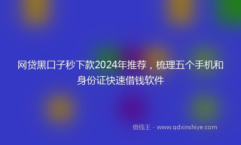 网贷黑口子秒下款2024年推荐，梳理五个手机和身份证快速借钱软件