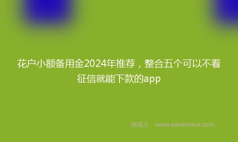 花户小额备用金2024年推荐,整合五个可以不看征信就能下款的app