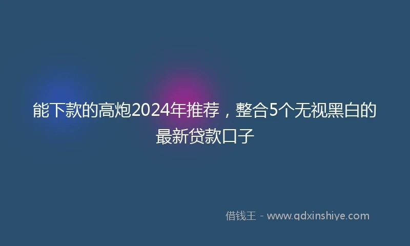 能下款的高炮2024年推荐，整合5个无视黑白的最新贷款口子