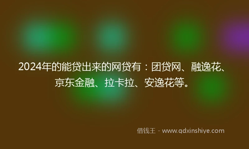 2024年的能贷出来的网贷有：团贷网、融逸花、京东金融、拉卡拉、安逸花等。