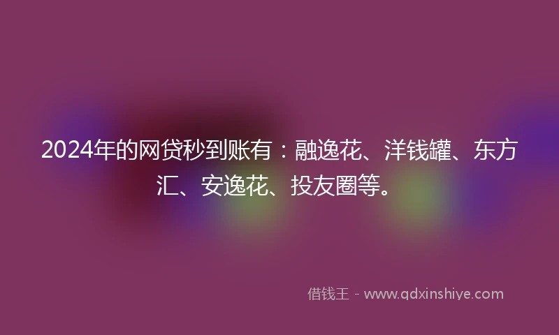2024年的网贷秒到账有：融逸花、洋钱罐、东方汇、安逸花、投友圈等。