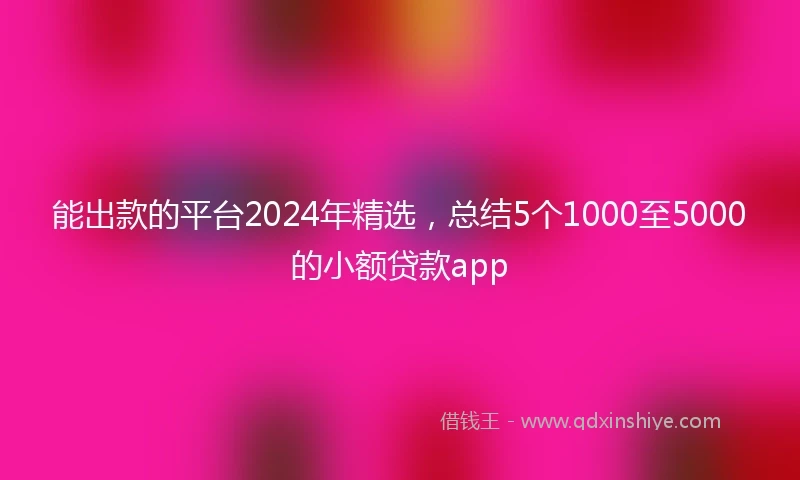 能出款的平台2024年精选，总结5个1000至5000的小额贷款app