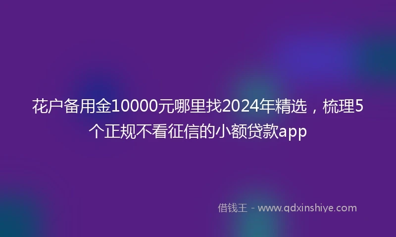 花户备用金10000元哪里找2024年精选，梳理5个正规不看征信的小额贷款app