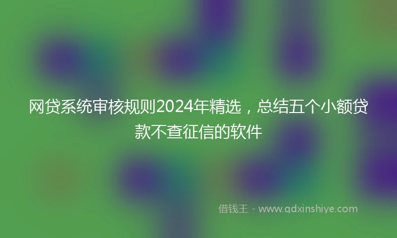网贷系统审核规则2024年精选，总结五个小额贷款不查征信的软件