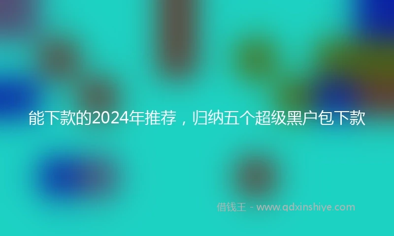 能下款的2024年推荐，归纳五个超级黑户包下款