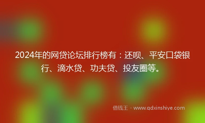 2024年的网贷论坛排行榜有：还呗、平安口袋银行、滴水贷、功夫贷、投友圈等。