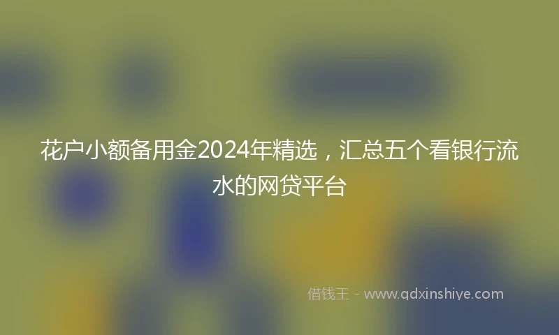花户小额备用金2024年精选,汇总五个看银行流水的网贷平台