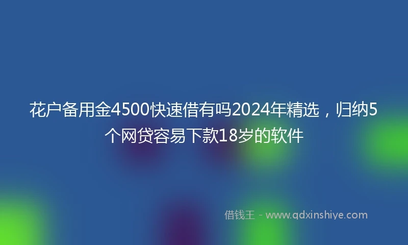 花户备用金4500快速借有吗2024年精选，归纳5个网贷容易下款18岁的软件