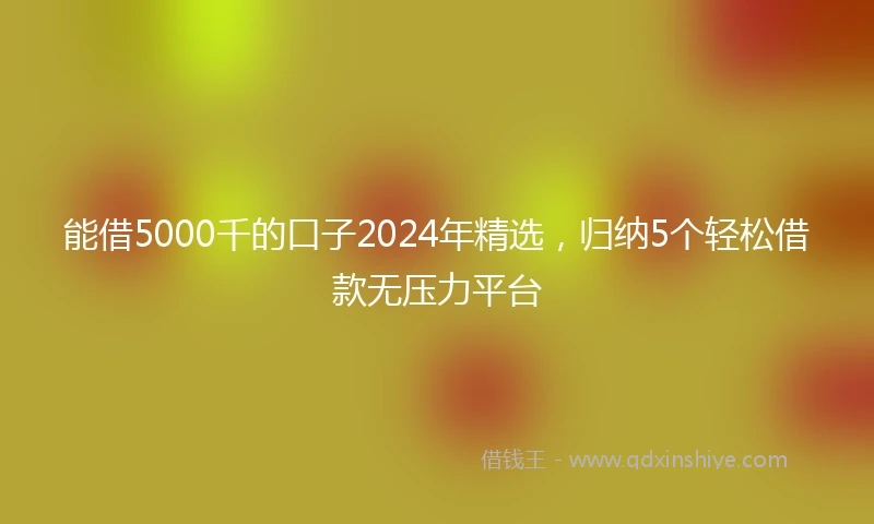 能借5000千的口子2024年精选，归纳5个轻松借款无压力平台