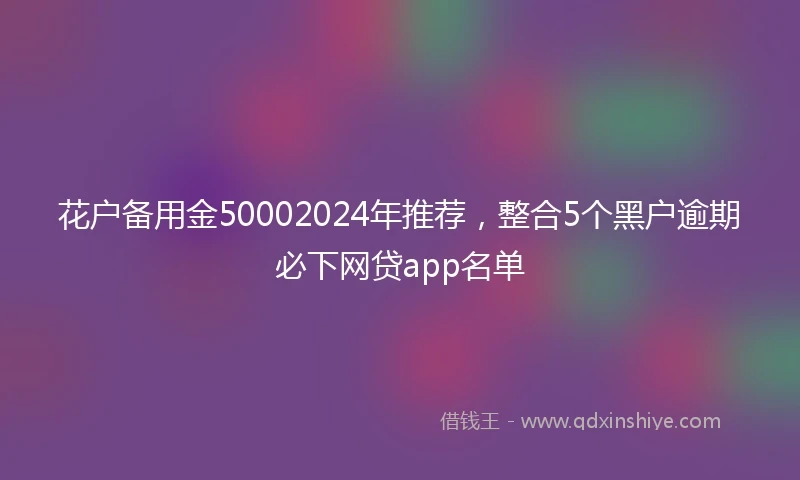 花户备用金50002024年推荐,整合5个黑户逾期必下网贷app名单