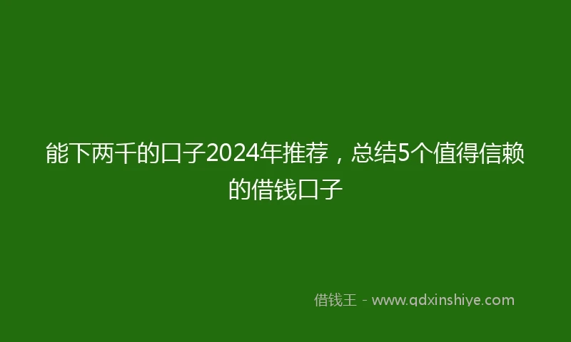 能下两千的口子2024年推荐，总结5个值得信赖的借钱口子