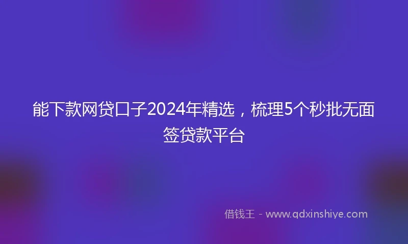 能下款网贷口子2024年精选，梳理5个秒批无面签贷款平台