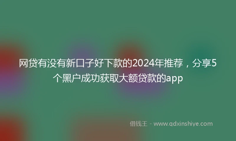网贷有没有新口子好下款的2024年推荐，分享5个黑户成功获取大额贷款的app