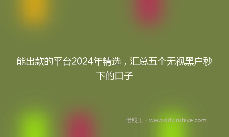 能出款的平台2024年精选，汇总五个无视黑户秒下的口子