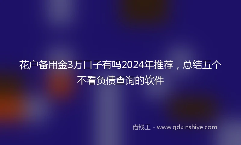花户备用金3万口子有吗2024年推荐，总结五个不看负债查询的软件