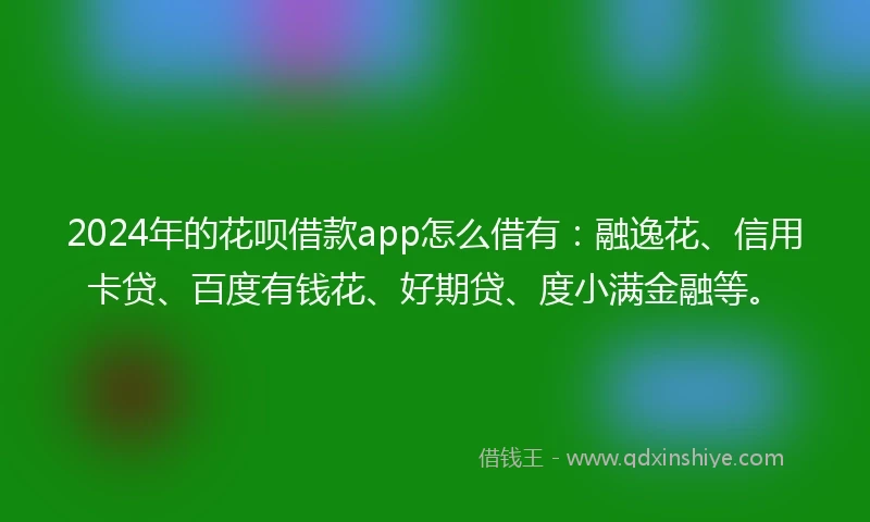 2024年的花呗借款app怎么借有：融逸花、信用卡贷、百度有钱花、好期贷、度小满金融等。