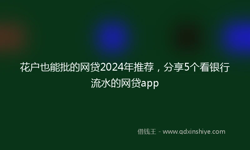 花户也能批的网贷2024年推荐，分享5个看银行流水的网贷app