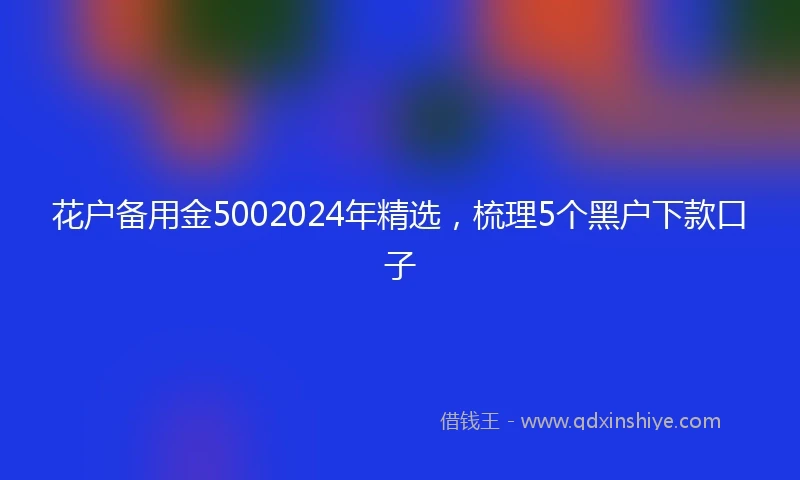 花户备用金5002024年精选，梳理5个黑户下款口子